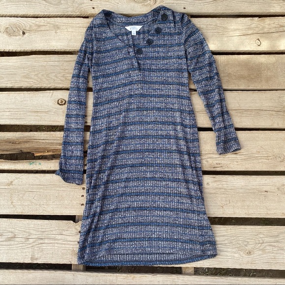 Market & Spruce Dresses & Skirts - 41 hawthorn gray blue striped dress long sleeves L